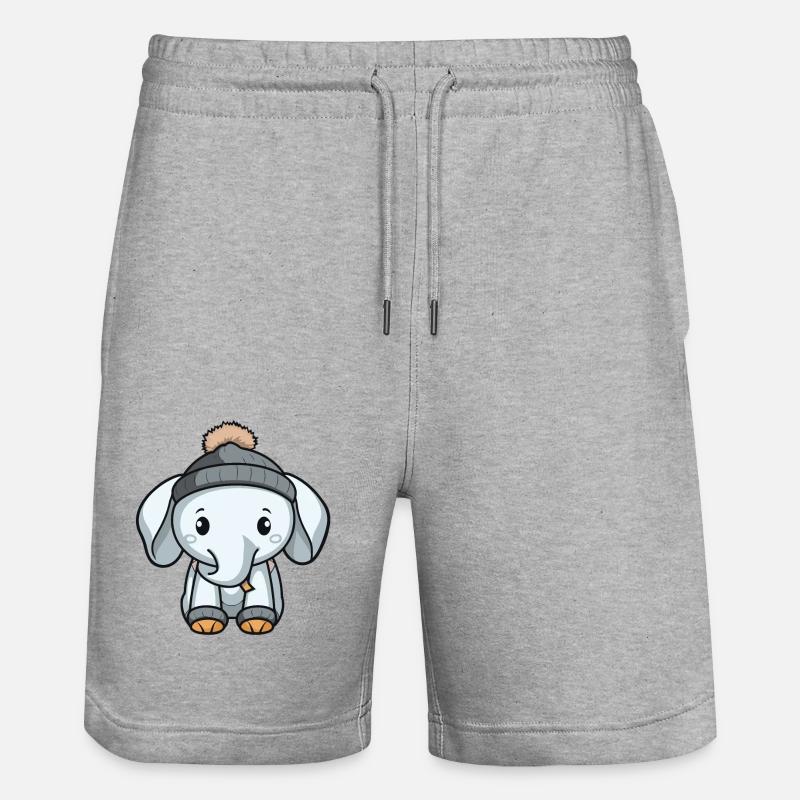 Elefant Winter Comic Niedlich - Stanley/Stella Unisex Bio Joggingshorts Trainer  - Grau meliert