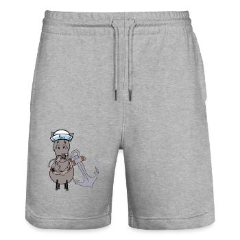 maritim Seepferd Pferd Matrose Seemann Moin Kind - Stanley/Stella Unisex Bio Joggingshorts Trainer  - Grau meliert - Vorne - Nik (191cm) & Marisol (170cm)