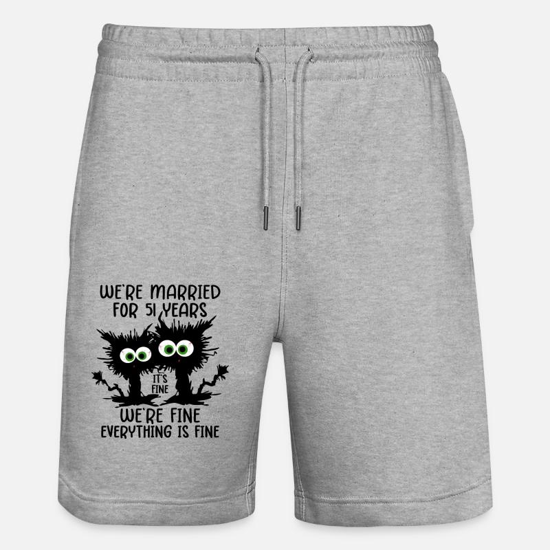 51 ans de mariage 51e cadeau d’anniversaire de mariage - Short de jogging bio TRAINER Stanley/Stella unisexe - gris chiné