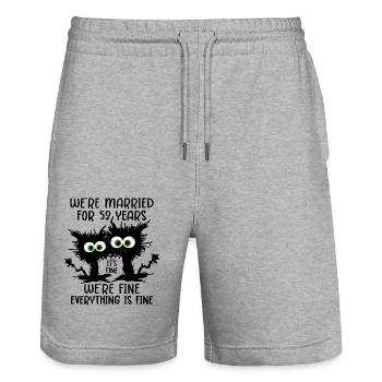 52nd Wedding Anniversary 52 Years Married - Stanley/Stella Trainer Unisex Organic Jogging Shorts - heather grey - Front - Nik (191cm) & Marisol (170cm)