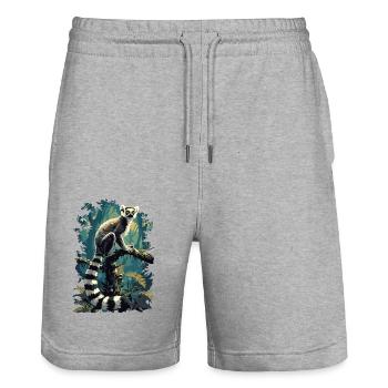 Lemuren Lemurs Lemur - Stanley/Stella Trainer Unisex Organic Jogging Shorts - heather grey - Front - Nik (191cm) & Marisol (170cm)