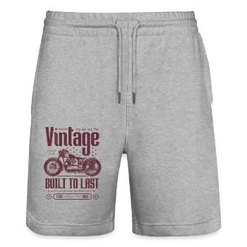 Vintage Motorcycle Bikers Motorbike Birthday 1939 - Stanley/Stella Trainer Unisex Organic Jogging Shorts - heather grey - Front - Nik (191cm) & Marisol (170cm)