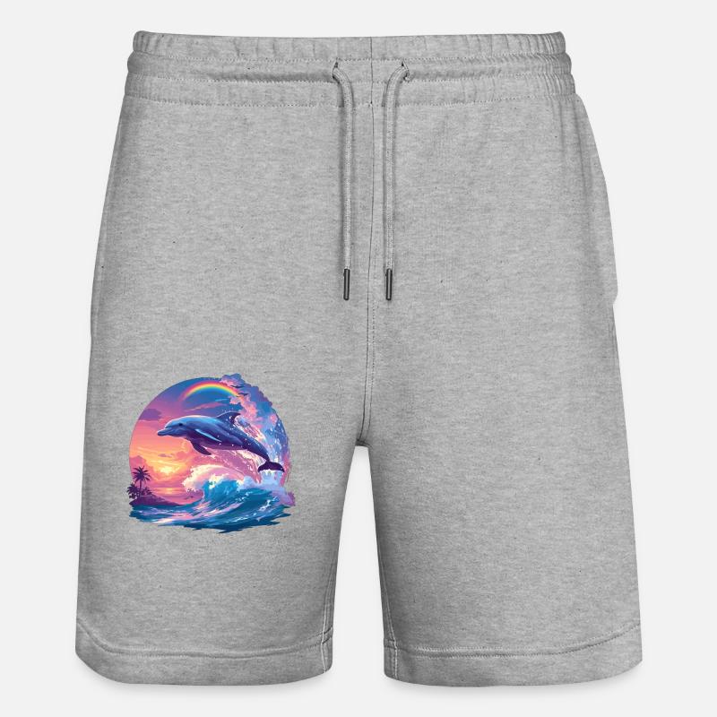 Dolphin Dolphins Dolphin - Stanley/Stella Trainer Unisex Organic Jogging Shorts - heather grey