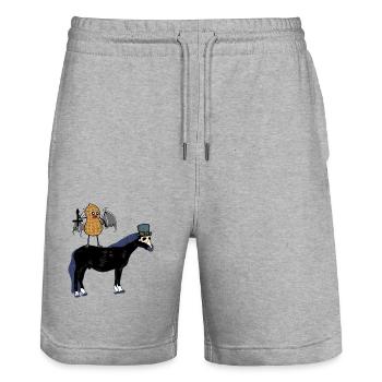 Halloween Vampire Peanut Horse Horse Nut - Stanley/Stella Trainer Unisex Organic Jogging Shorts - heather grey - Front - Nik (191cm) & Marisol (170cm)