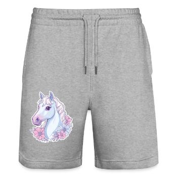 Cheval Enfants - Short de jogging bio TRAINER Stanley/Stella unisexe - gris chiné - Devant - Nik (191cm) & Marisol (170cm)