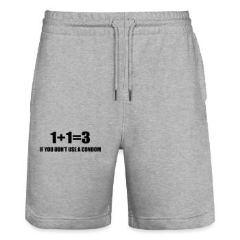 1+1=3 If You Don't Use A Condom Funny - Stanley/Stella Unisex Bio Joggingshorts Trainer  - Grau meliert - Vorne - Nik (191cm) & Marisol (170cm)