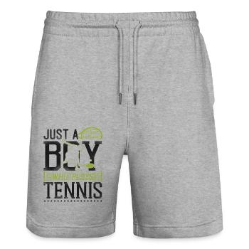 drôle joueur de tennis raquette garçon - Short de jogging bio TRAINER Stanley/Stella unisexe - gris chiné - Devant - Nik (191cm) & Marisol (170cm)