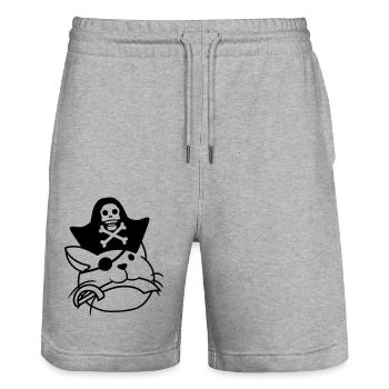 Süße Pirat Katze Seeräuber Augenklappe Hut Säbel - Stanley/Stella Unisex Bio Joggingshorts Trainer  - Grau meliert - Vorne - Nik (191cm) & Marisol (170cm)