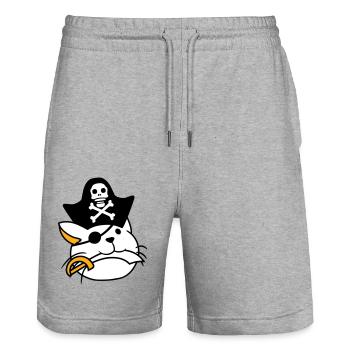 Cute Pirate Cat Buccaneer Eye Patch Hat Saber - Stanley/Stella Trainer Unisex Organic Jogging Shorts - heather grey - Front - Nik (191cm) & Marisol (170cm)