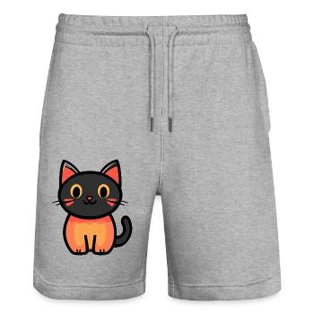 Katze Halloween Symbol Kater - Stanley/Stella Unisex Bio Joggingshorts Trainer  - Grau meliert - Vorne - Nik (191cm) & Marisol (170cm)