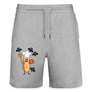 Peanut Cook Cuisiniers Cuisinier Automne Halloween - Short de jogging bio TRAINER Stanley/Stella unisexe - gris chiné - Devant - Nik (191cm) & Marisol (170cm)