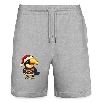 Toucan Bird Christmas - Stanley/Stella Trainer Unisex Organic Jogging Shorts - heather grey - Front - Nik (191cm) & Marisol (170cm)