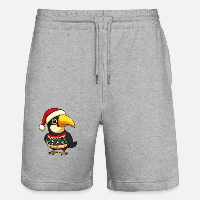 Toucan oiseau Noël - Short de jogging bio TRAINER Stanley/Stella unisexe - gris chiné