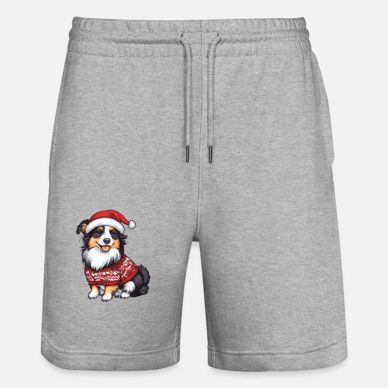 Border Collie Chien Noël - Short de jogging bio TRAINER Stanley/Stella unisexe - gris chiné
