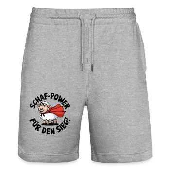 Funny Sheep Board Game Saying - Stanley/Stella Trainer Unisex Organic Jogging Shorts - heather grey - Front - Nik (191cm) & Marisol (170cm)