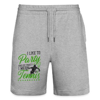 Funny Tennis Player Racket I Like - Stanley/Stella Trainer Unisex Organic Jogging Shorts - heather grey - Front - Nik (191cm) & Marisol (170cm)
