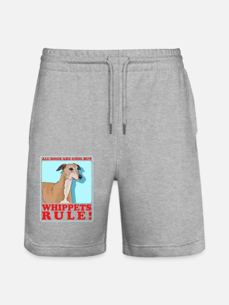 Whippet Small English Greyhound Gift - Stanley/Stella Trainer Unisex Organic Jogging Shorts - heather grey