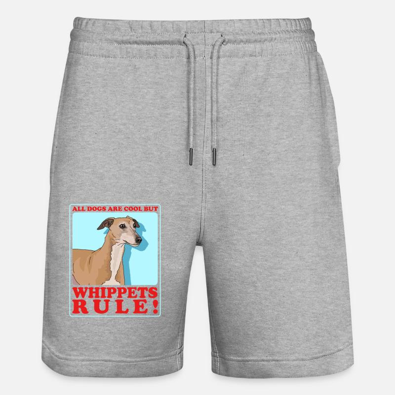 Whippet Petit lévrier anglais Cadeau - Short de jogging bio TRAINER Stanley/Stella unisexe - gris chiné