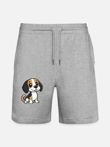 Beagle Hund Comic Niedlich - Stanley/Stella Unisex Bio Joggingshorts Trainer - Grau meliert