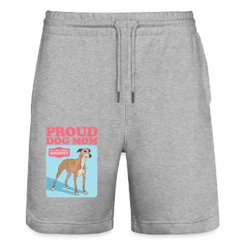 Whippet Mom Kleiner Englischer Windhund Geschenk - Stanley/Stella Unisex Bio Joggingshorts Trainer  - Grau meliert - Vorne - Nik (191cm) & Marisol (170cm)