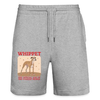 Whippet Englischer Windhund Geschenk - Stanley/Stella Unisex Bio Joggingshorts Trainer  - Grau meliert - Vorne - Nik (191cm) & Marisol (170cm)