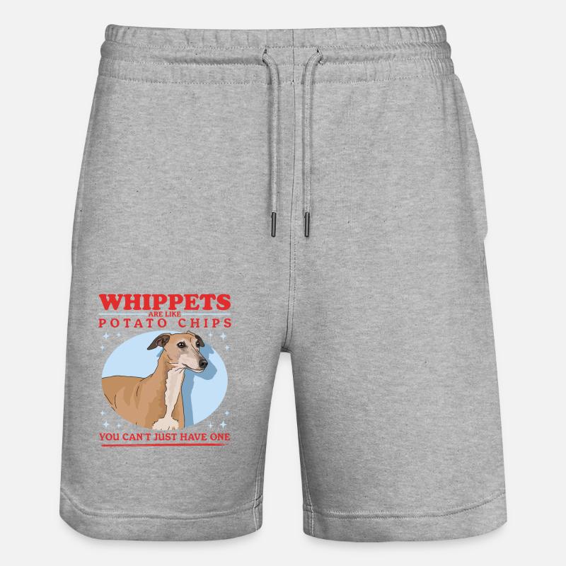 Whippet Englischer Windhund Geschenke - Stanley/Stella Unisex Bio Joggingshorts Trainer - Grau meliert