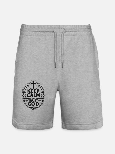 Keep Calm and Trust God - Stanley/Stella Trainer Unisex Organic Jogging Shorts - heather grey