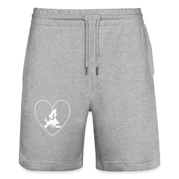 Europe Map Heart EU Euro Brussels Travel Holiday - Stanley/Stella Trainer Unisex Organic Jogging Shorts - heather grey - Front - Nik (191cm) & Marisol (170cm)