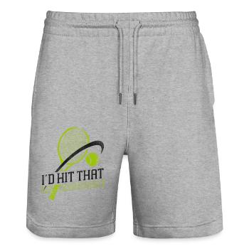 Funny Tennis Player Racket I'd Hit - Stanley/Stella Trainer Unisex Organic Jogging Shorts - heather grey - Front - Nik (191cm) & Marisol (170cm)