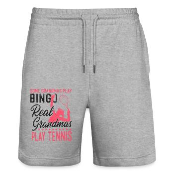 Funny Tennis Player Racket Grandma - Stanley/Stella Unisex Bio Joggingshorts Trainer  - Grau meliert - Vorne - Nik (191cm) & Marisol (170cm)