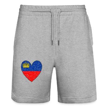 Liechtenstein Flag Heart Travel Holidays Alps - Stanley/Stella Trainer Unisex Organic Jogging Shorts - heather grey - Front - Nik (191cm) & Marisol (170cm)