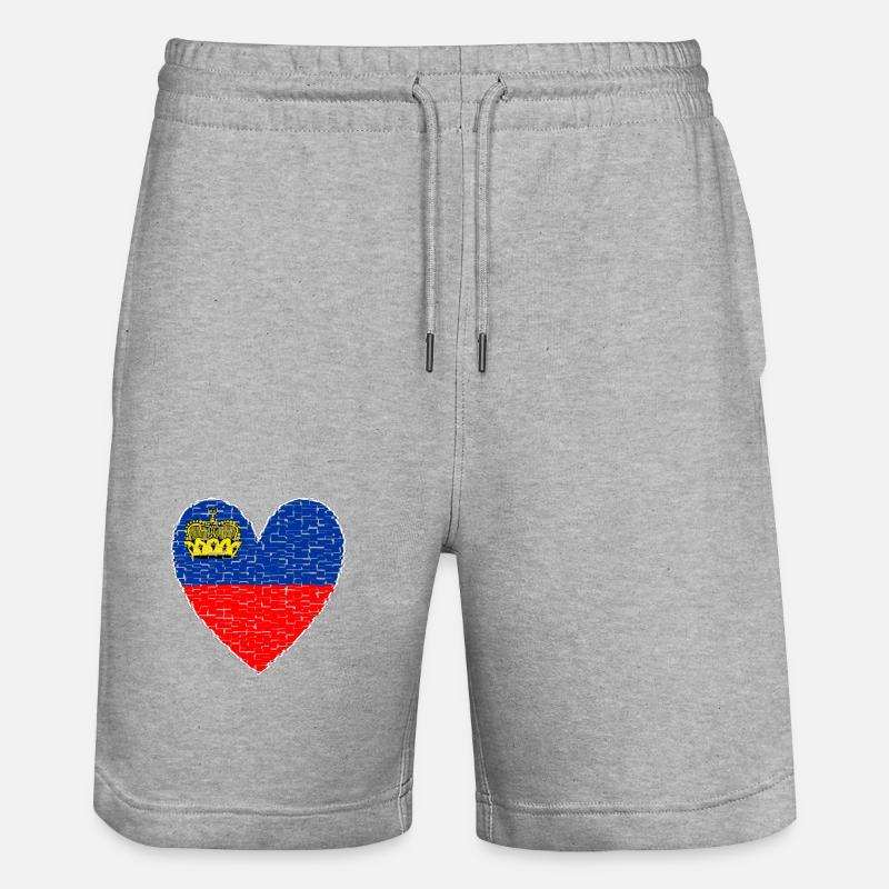 Drapeau du Liechtenstein Coeur Vaduz - Short de jogging bio TRAINER Stanley/Stella unisexe - gris chiné