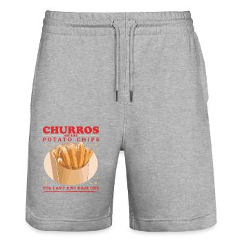 Les churros sont comme un cadeau de churro - Short de jogging bio TRAINER Stanley/Stella unisexe - gris chiné - Devant - Nik (191cm) & Marisol (170cm)