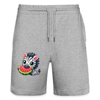 Zebra Melon Cartoon Watermelon Summer - Stanley/Stella Trainer Unisex Organic Jogging Shorts - heather grey - Front - Nik (191cm) & Marisol (170cm)