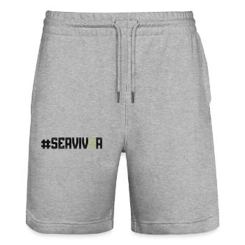 Funny Tennis Player Racket - Stanley/Stella Unisex Bio Joggingshorts Trainer  - Grau meliert - Vorne - Nik (191cm) & Marisol (170cm)