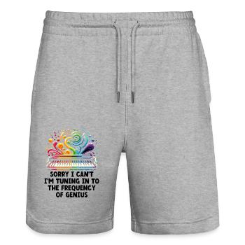 Sorry I Can't I'm Turning In To The Frequency Geni - Stanley/Stella Unisex Bio Joggingshorts Trainer  - Grau meliert - Vorne - Nik (191cm) & Marisol (170cm)
