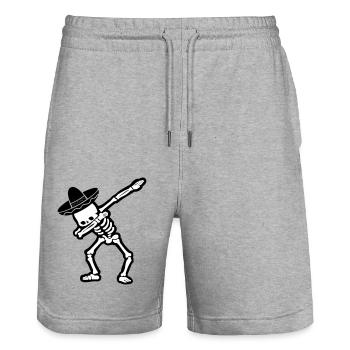 skull dabbing mexicans - Stanley/Stella Trainer Unisex Organic Jogging Shorts - heather grey - Front - Nik (191cm) & Marisol (170cm)