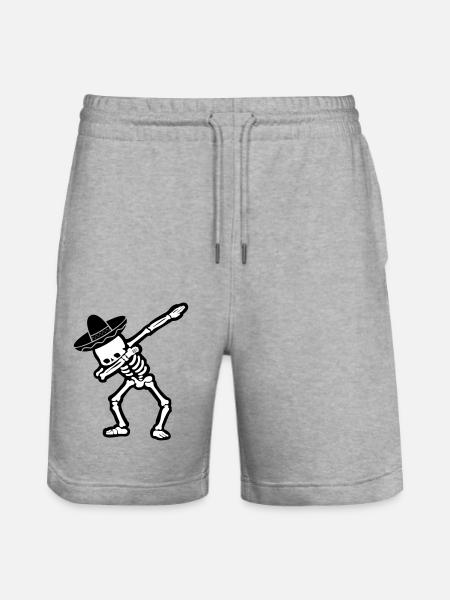 skull dabbing mexicans - Stanley/Stella Trainer Unisex Organic Jogging Shorts - heather grey