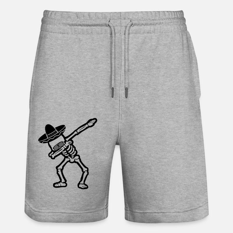 Cool Skull Dabbing - Stanley/Stella Trainer Unisex Organic Jogging Shorts - heather grey