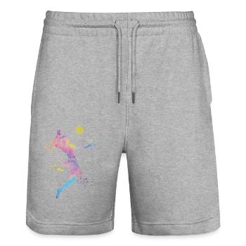 Volleyball Players Kids Beach Volleyball - Stanley/Stella Trainer Unisex Organic Jogging Shorts - heather grey - Front - Nik (191cm) & Marisol (170cm)