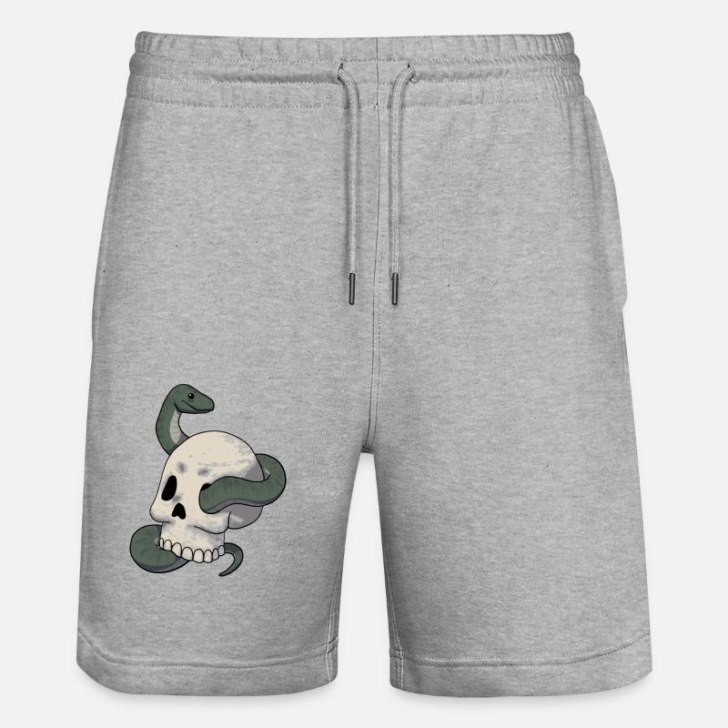 Schlange und Schädel - Stanley/Stella Unisex Bio Joggingshorts Trainer - Grau meliert