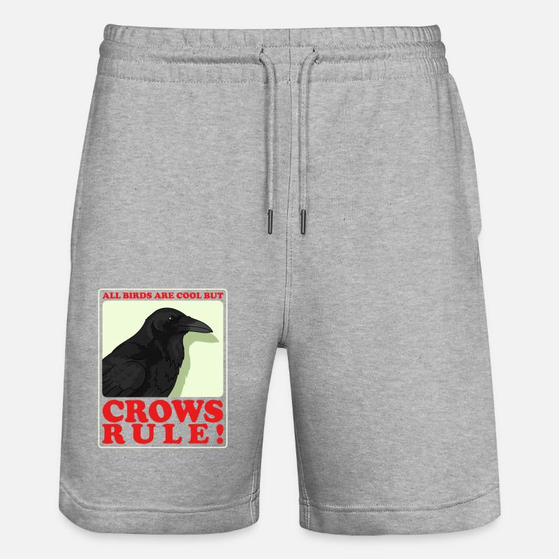 Crows Ravens Birds Gift - Stanley/Stella Trainer Unisex Organic Jogging Shorts - heather grey