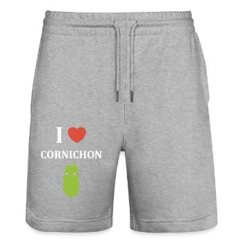 cornichon - Short de jogging bio TRAINER Stanley/Stella unisexe - gris chiné - Devant - Nik (191cm) & Marisol (170cm)