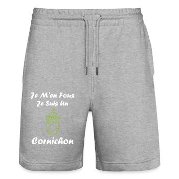 cornichon - Short de jogging bio TRAINER Stanley/Stella unisexe - gris chiné - Devant - Nik (191cm) & Marisol (170cm)