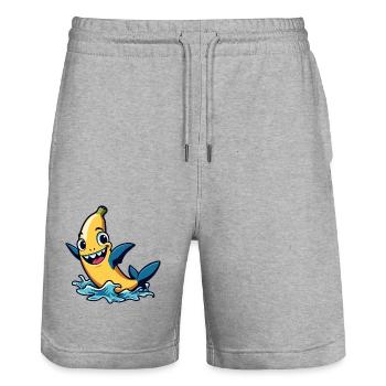 REQUIN BANANE - Short de jogging bio TRAINER Stanley/Stella unisexe - gris chiné - Devant - Nik (191cm) & Marisol (170cm)