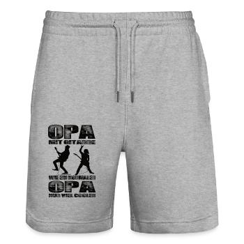Opa Mit Gitarre Wie Ein Normaler Opa Nur Cooler - Stanley/Stella Unisex Bio Joggingshorts Trainer  - Grau meliert - Vorne - Nik (191cm) & Marisol (170cm)