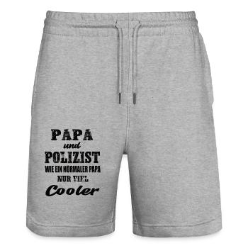 Dad and policeman - Stanley/Stella Trainer Unisex Organic Jogging Shorts - heather grey - Front - Nik (191cm) & Marisol (170cm)