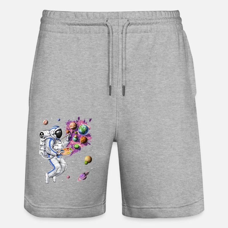 Space Astronaut Painter - Stanley/Stella Trainer Unisex Organic Jogging Shorts - heather grey