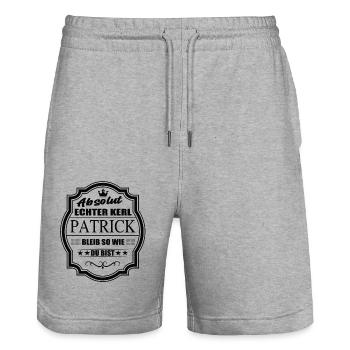 Absolutely real guy Patrick, stay the way you are - Stanley/Stella Trainer Unisex Organic Jogging Shorts - heather grey - Front - Nik (191cm) & Marisol (170cm)