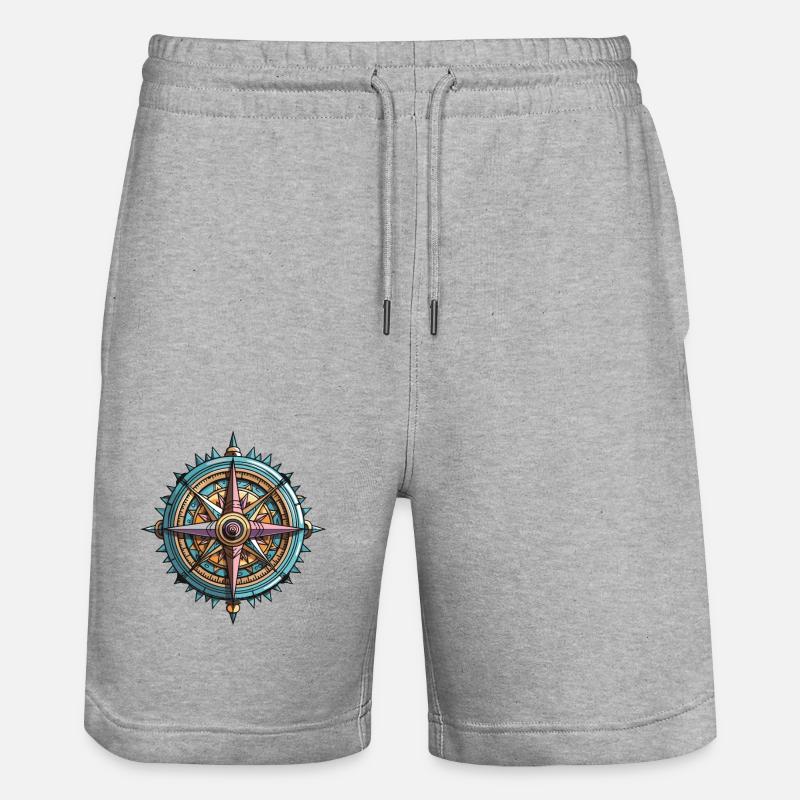Icône de la boussole - Short de jogging bio TRAINER Stanley/Stella unisexe - gris chiné